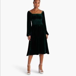 Hill House Jasmine Emerald Velvet Nap Dress